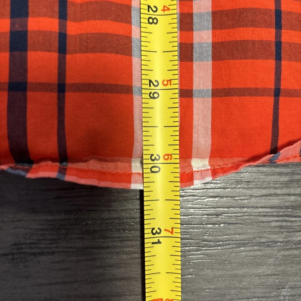 North Face Shirt Mens XL Orange Plaid Button‎ Up Hiking Camping Outdoors Work